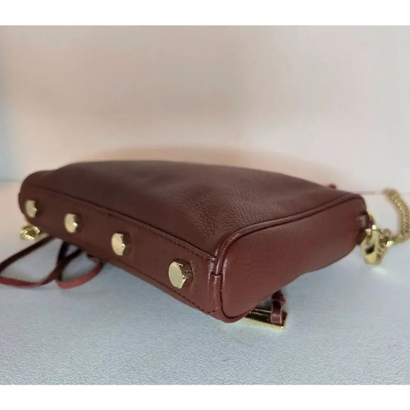 Rebecca Minkoff Mini 5 Zip Crossbody Genuine Leather Purse Bag Moto WHISKEY RED - Picture 7 of 14